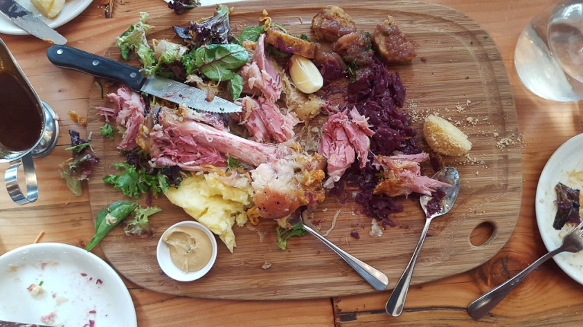 Top View of the demolished meat platter